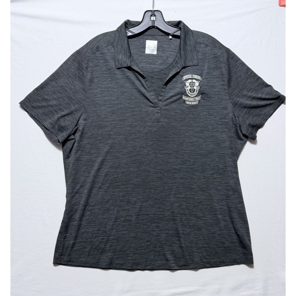 Callaway Opti Dri Polo Shirt Womens XXL Gray Special Forces Green Berets Logo